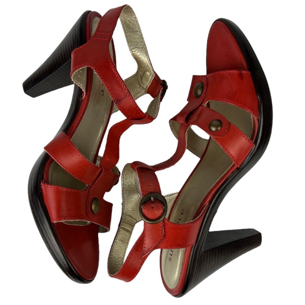 Sundance Rust Color Leather T-Strap Platform Heel… - image 3